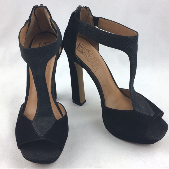 MRKT Black Platform Peep Toe Heels Aliya Size 7 - Picture 1 of 10